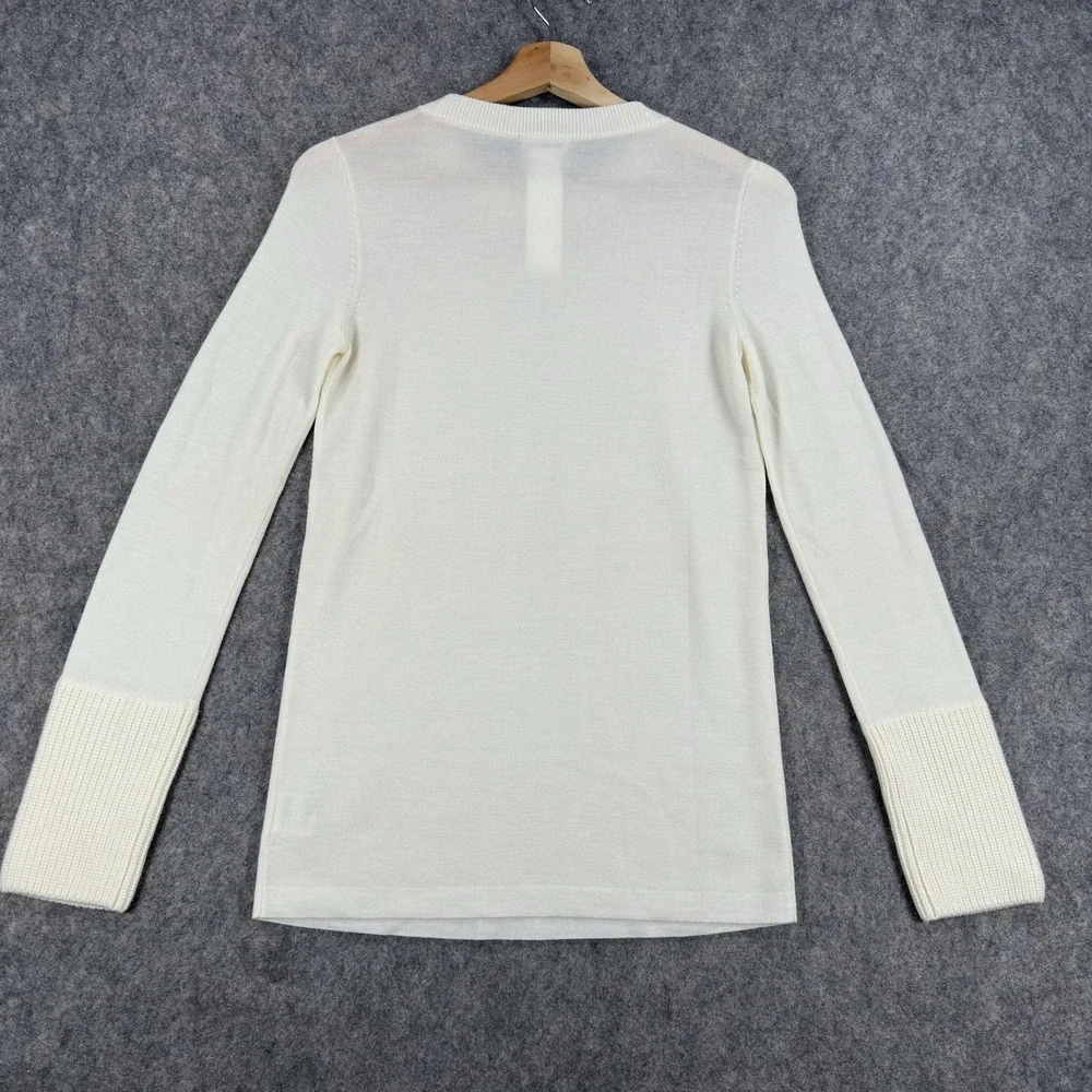 Akris Punto Sweater Womens Small White 100% Virgin Wool Crewneck Pullover Knit